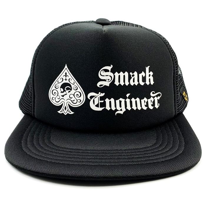 SMACK ENGINEER スマックエンジニア「Rogia限定 SPADE MESH CAP (黒×黒)」スナップバックメッシュキャップ 帽子 ブラックホワイト スペード メンズレディース｜jack9｜02