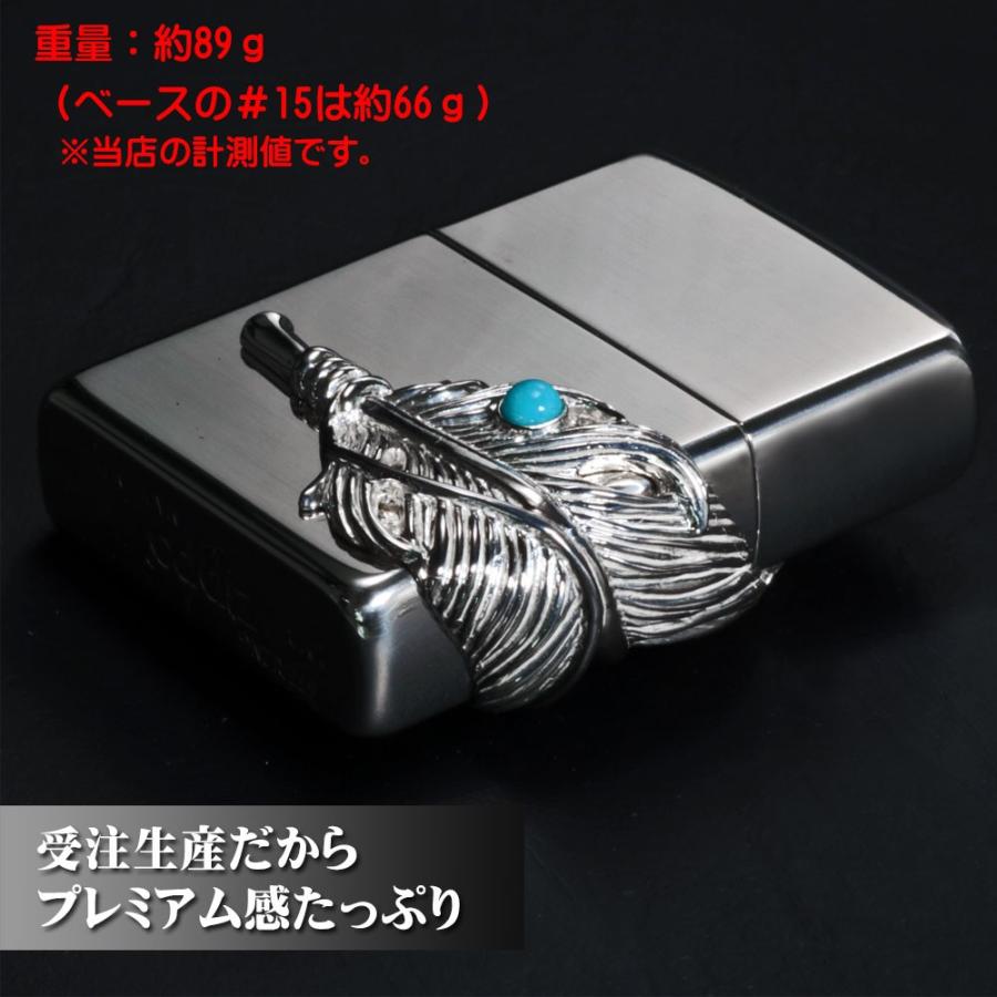 父の日：zippo(ジッポー）スターリングシルバー ビッグフェザーメタル 受注生産　送料無料｜jackal｜04