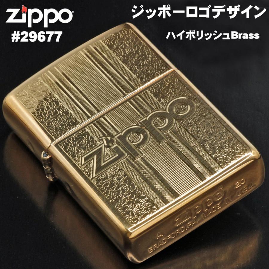 zippo(ジッポーライター) Logo Pattern ハイポリッシュ・ブラス #29677 