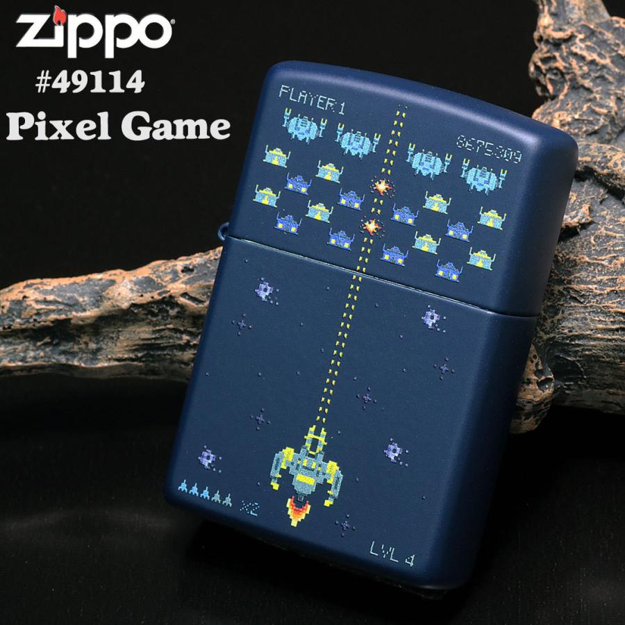 zippo(ジッポーライター) Pixel Gme ピクセルゲーム　#49114　ネイビーマット　送料無料 （ネコポス対応）｜jackal｜02