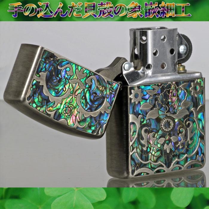 シェル zippo ジッポーライター アーマー モザイク 貝象嵌加工