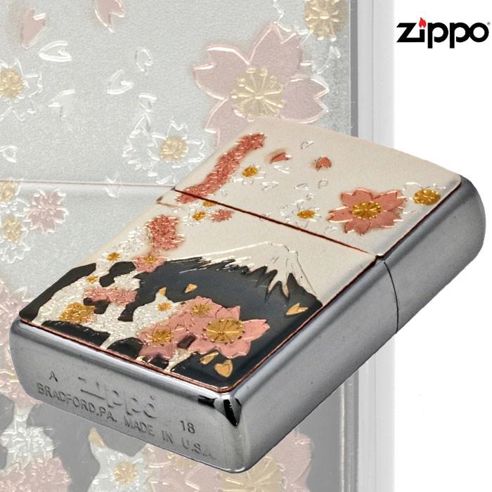 zippo ライター ジッポーライター日本の伝統美 電鋳板 でんちゅうばん 桜富士  送料無料 ネコポス可の画像