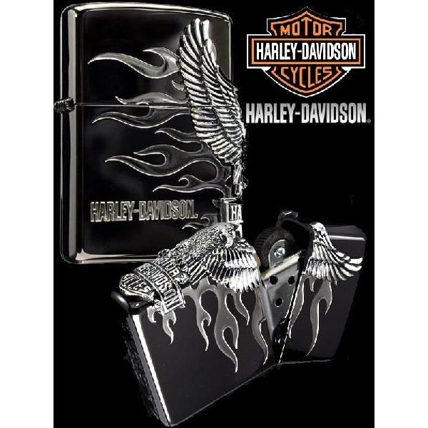 zippo ジッポーライター ハーレーダビットソンジッポー/サイドメタル ブラックxシルバー バイク カッコイイ 送料無料の画像