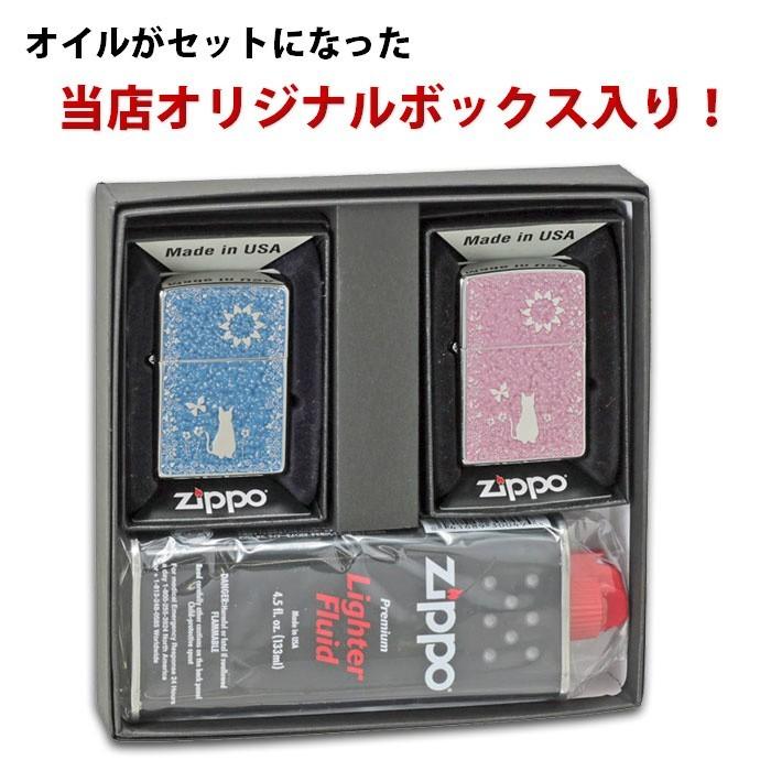 zippo(ジッポーライター) ねこ ペア 2個セット 細密メタルプレート貼り 