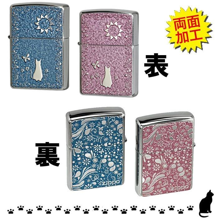 zippo(ジッポーライター) ねこ ペア 2個セット 細密メタルプレート貼り 