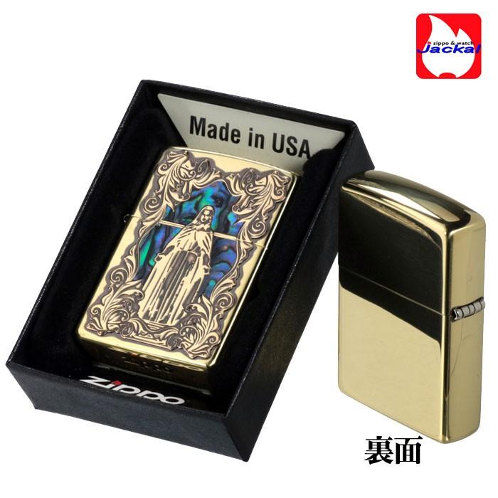 シェル zippo ジッポーライター 貝貼り マリア 真鍮いぶし 信仰 幸運