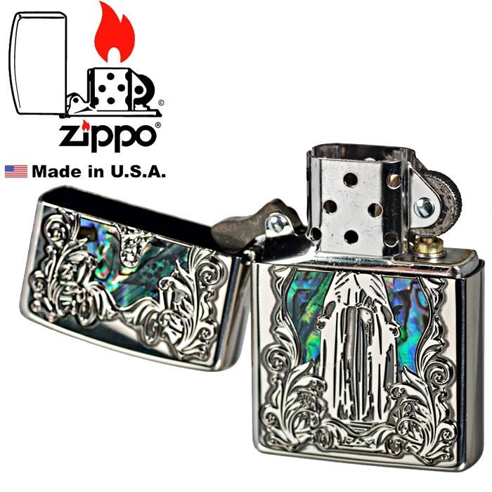 zi 24　シェル貼り　貝貼り　ジッポー シェル zippo ジッポーライター 貝貼り マリア ニッケルいぶし