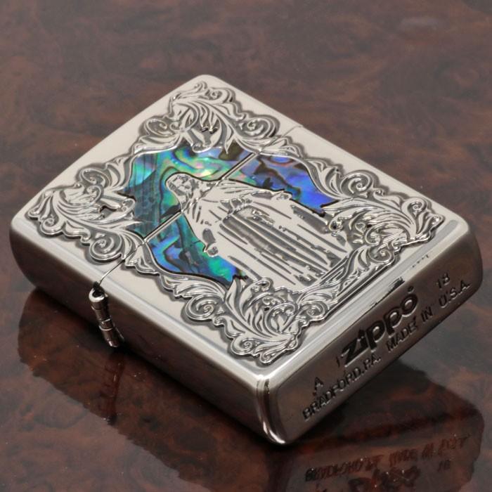 シェル zippo ジッポーライター 貝貼り マリア ニッケルいぶし
