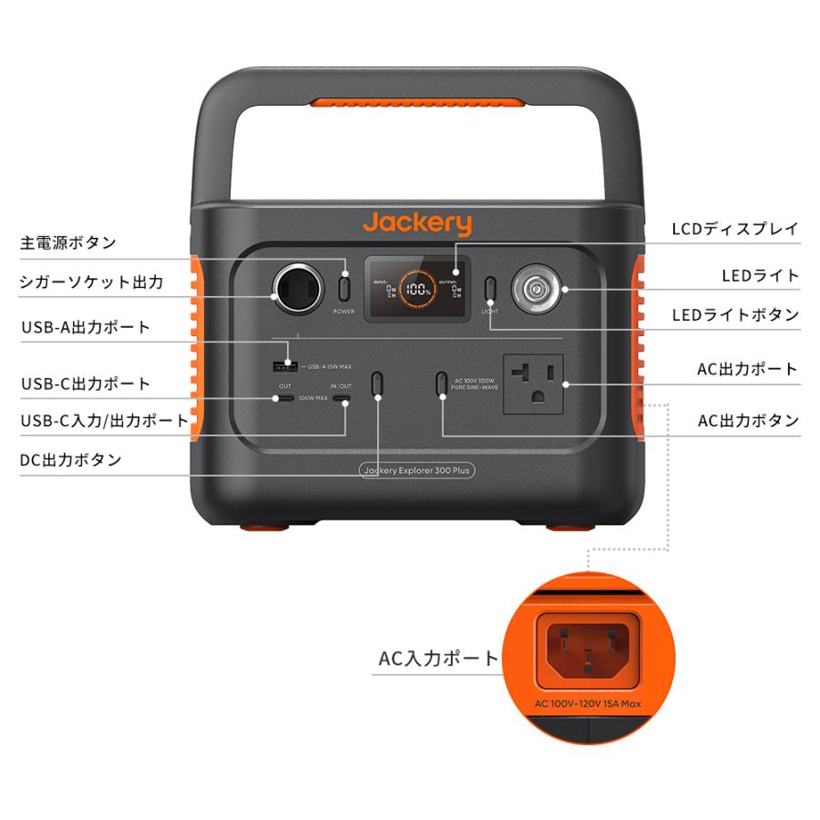 【5/22~5/23限定 25%OFFクーポン+5%ポイント】Jackery Solar Generator 300 Plus 100W ポータブル電源 セット  リン酸鉄 SolarSaga 100 1枚｜jackery-japan｜10