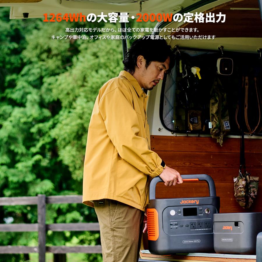 【5/28~5/31限定 35%OFFクーポン】Jackery Solar Generator 1000 Plus 1264Wh ポータブル電源 ソーラーパネル100W 2枚 セット｜jackery-japan｜03