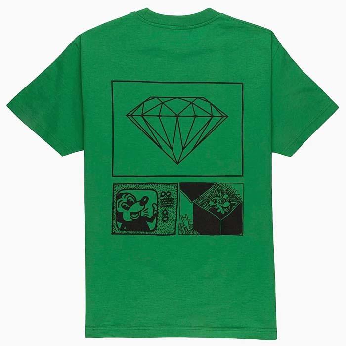 DIAMOND SUPPLY ダイヤモンドサプライ ミッキーマウス キース・ヘリング 半袖Tシャツ メンズ 黒 緑｜jackpot-store｜06