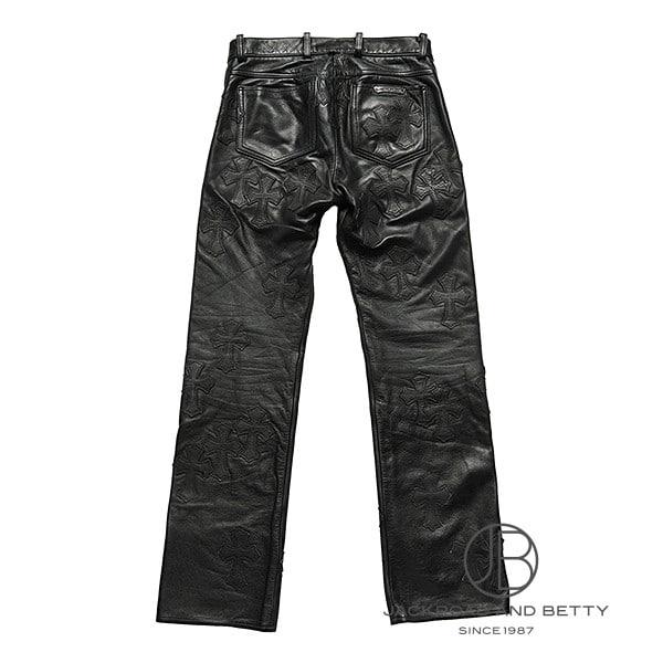 クロムハーツ　パンツ CHROME HEARTS クロムハーツ セメタリー クロスパッチ レザー