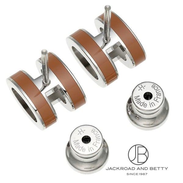 エルメス HERMES ポップH ミニ ピアス ニューゴールド ブラウン H608002FP A9 新品 ジュエリー ブランドジュエリーの画像