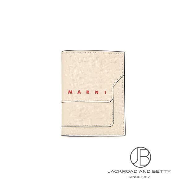 マルニ MARNI サフィアーノレザー 二つ折り ウォレット シェル アイボリー ホワイト 白 PFMOQ14U26LV520Z572B 新品 バッグ/財布/小物 | 