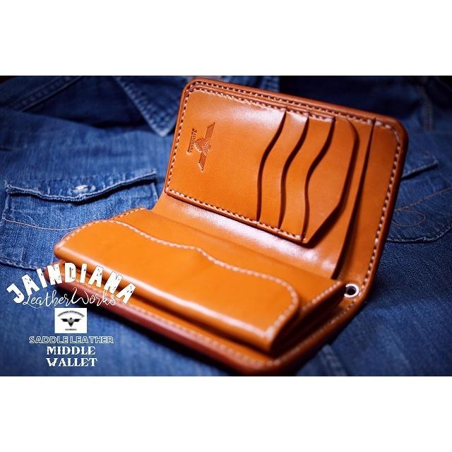 手縫い革財布 ハンドメイドサドルレザーミディアムウォレット
