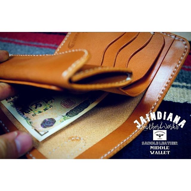 手縫い革財布 ハンドメイドサドルレザーミディアムウォレット