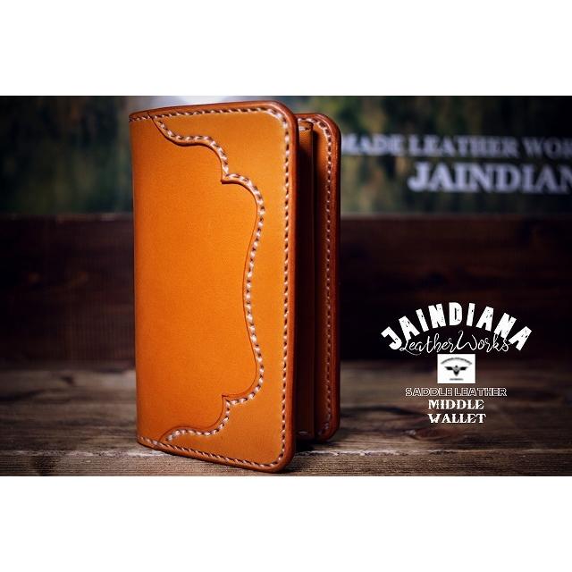 手縫い革財布 ハンドメイドサドルレザーミディアムウォレット