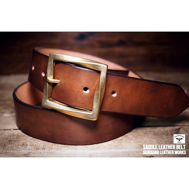 サドルレザーベルト 手染めの革ベルト メンズベルト : JAINDIANA