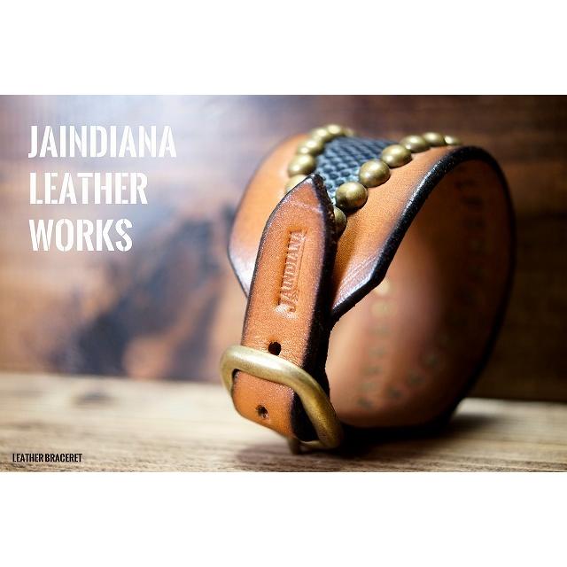 レザー ブレスレット　スタッズ　パイソン パイソンブレスレット スタッズ : JAINDIANA - 通販 - Yahoo