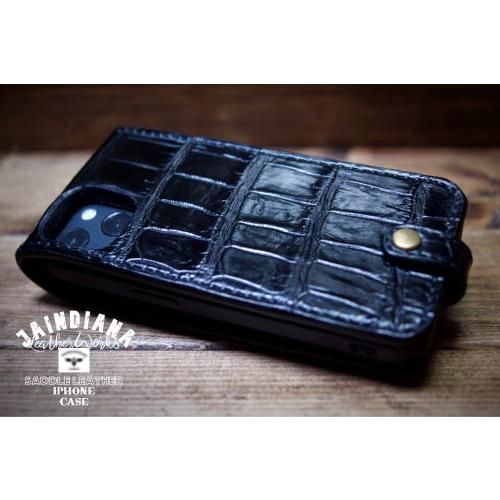 クロコダイルiPhone13/14/5/16ケース ブラック 手縫い | ヤマダウェブコム