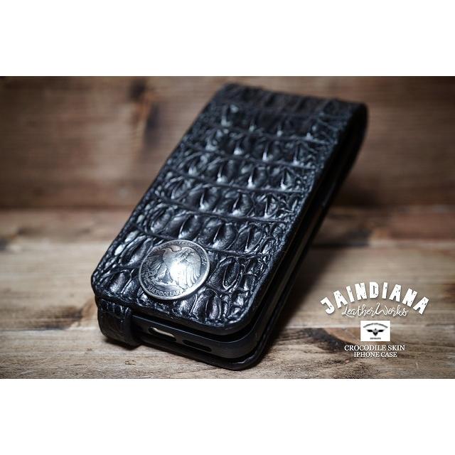 クロコダイル　ケース クロコダイルiPhone13/14/15/16ケース シルバーコンチョ : JAINDIANA