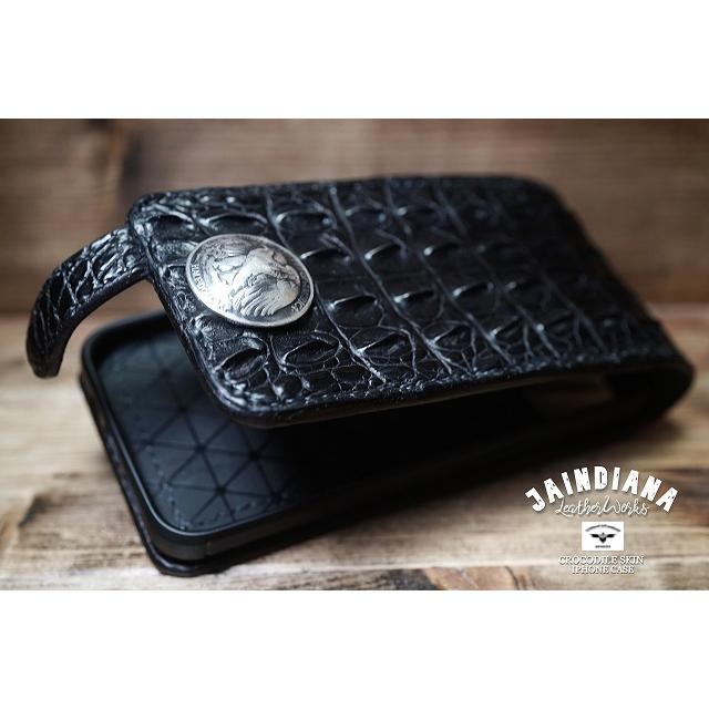 クロコダイルiPhone13/14/15/16ケース シルバーコンチョ : JAINDIANA