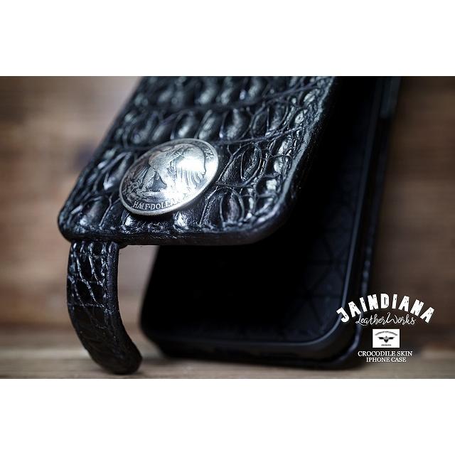 クロコダイルiPhone13/14/15/16ケース シルバーコンチョ : JAINDIANA
