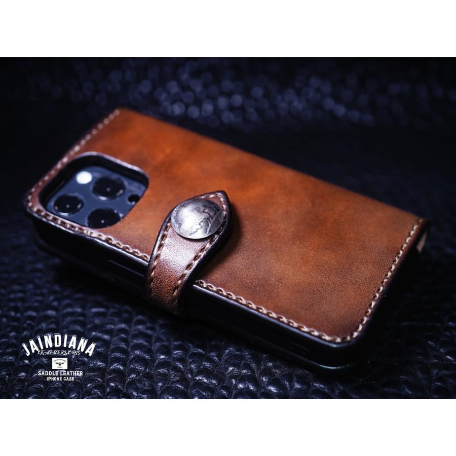 roddyninorutsun iPhone16用type2 栃木サドル サドルレザーiPhone13/14/15/16/17ケース ビンテージ染めブラウン