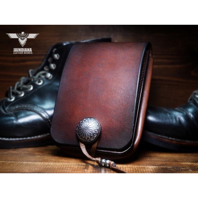 手縫い サドルレザーメディスンバッグ ビンテージ染めディープブラウン