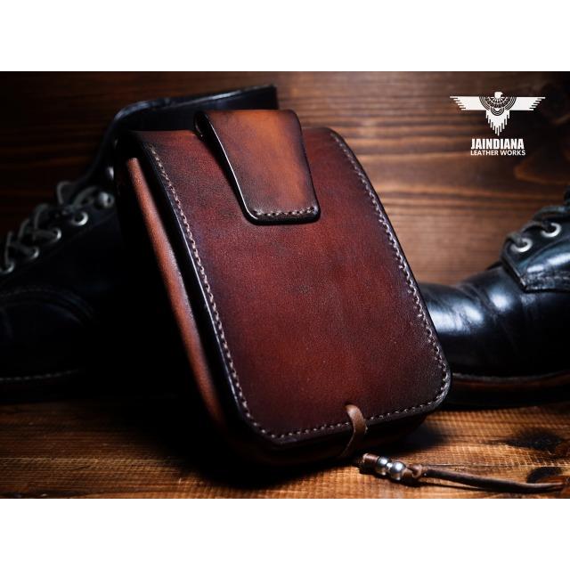 手縫い サドルレザーメディスンバッグ ビンテージ染めディープブラウン