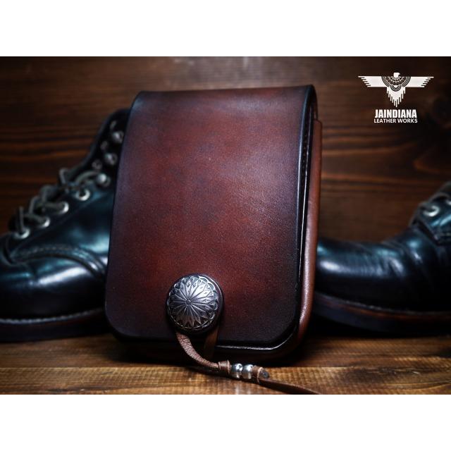 手縫い サドルレザーメディスンバッグ ビンテージ染めディープブラウン
