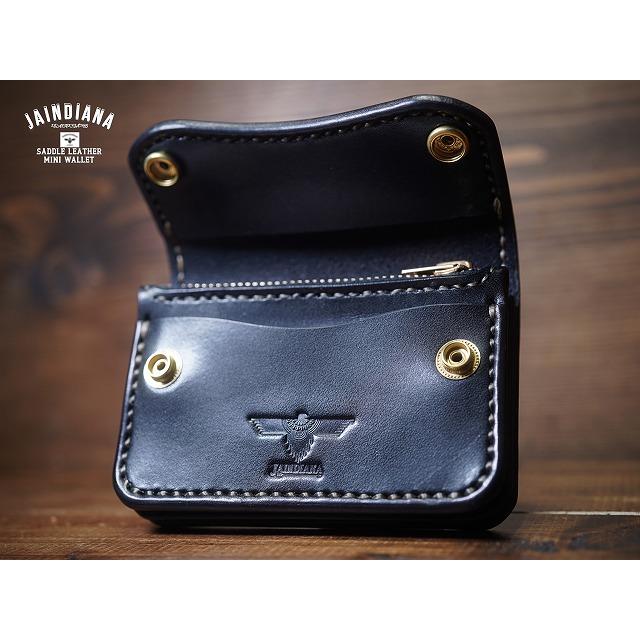 JAINDIANA レザー コンパクト財布 手縫い 手縫い サドルレザー