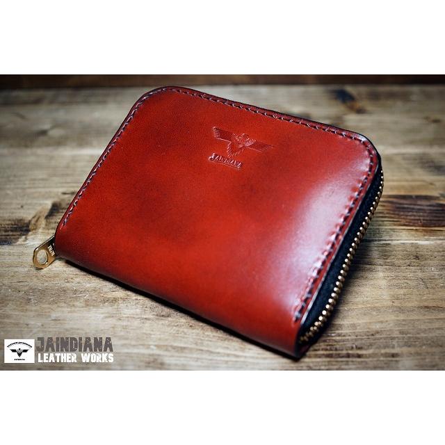 手縫い革財布 サドルレザー ラウンドファスナー ハーフウォレット