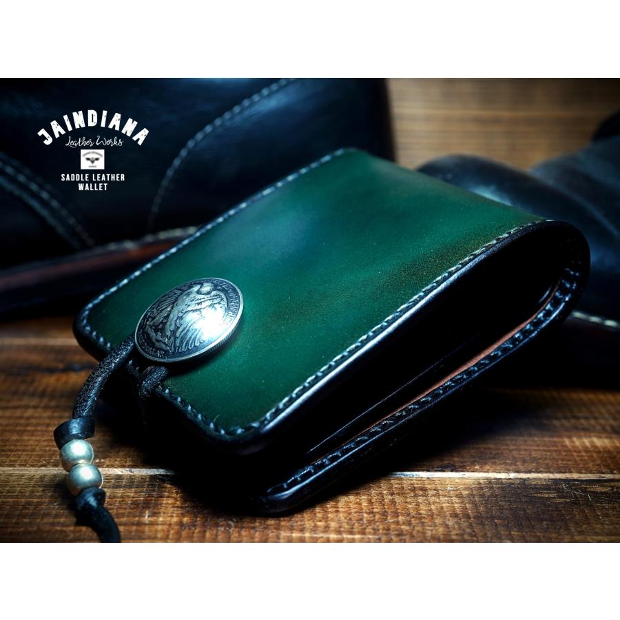 手縫い革財布 ハンドメイドサドルレザーハーフウォレット ビンテージ