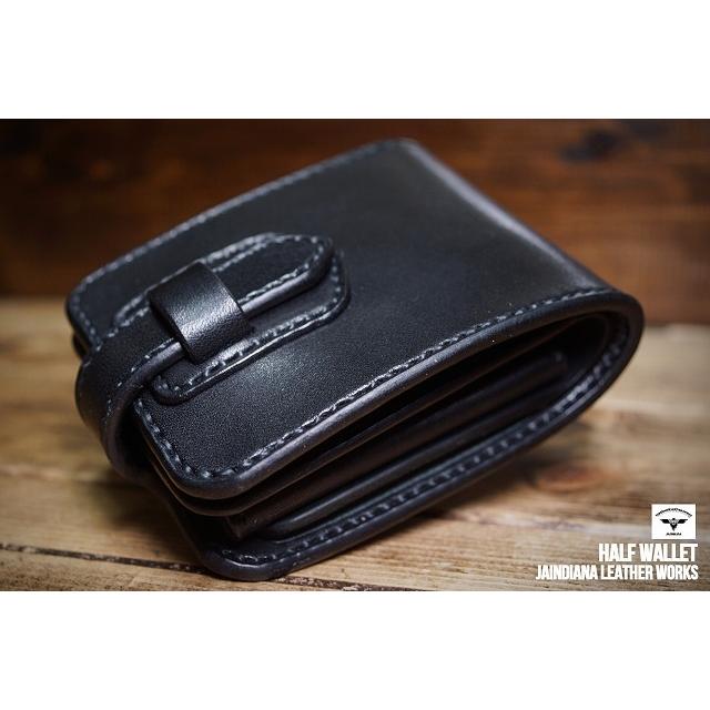 本革　財布　チェーン付き　手縫い　ヌメ革　レザークラフト ハンドメイド 手縫い革財布 ハンドメイド サドルレザーハーフウォレット 牛革財布