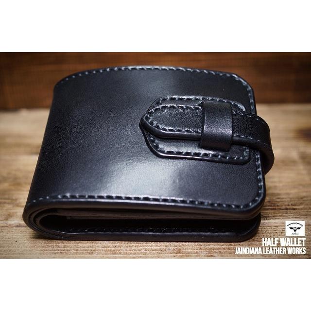 手縫い革財布 ハンドメイド サドルレザーハーフウォレット 牛革財布