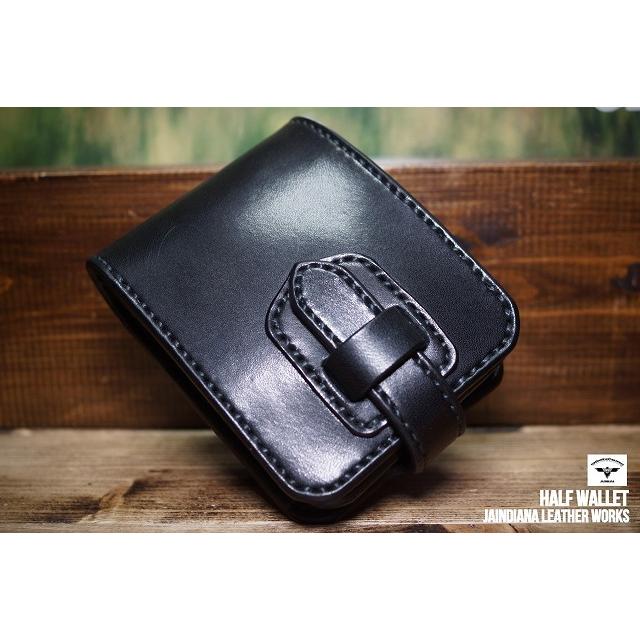 手縫い革財布 ハンドメイド サドルレザーハーフウォレット 牛革財布