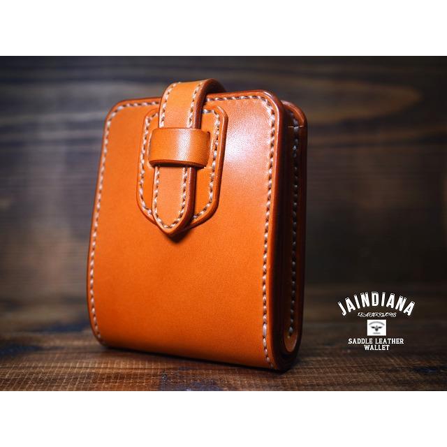 手縫い革財布 ハンドメイド サドルレザーハーフウォレット キャメル