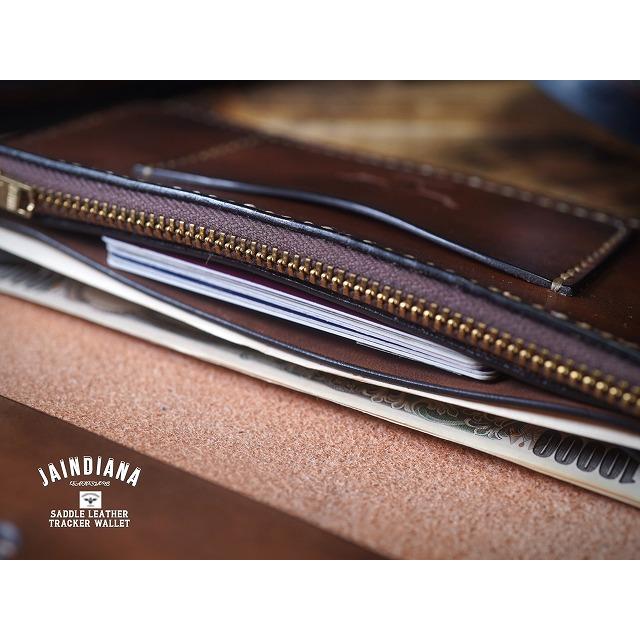 手縫い革財布 ハンドメイドサドルレザーセミロングウォレット