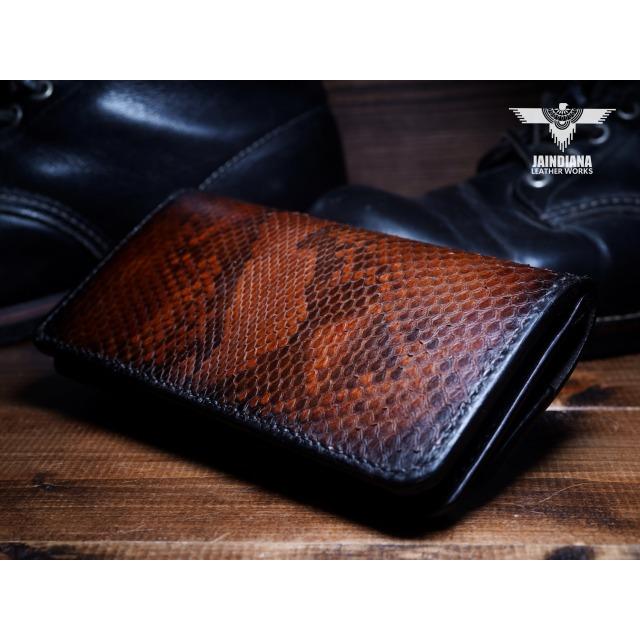 トラッカーウォレット セミロングタイプ パイソン・サドルレザー