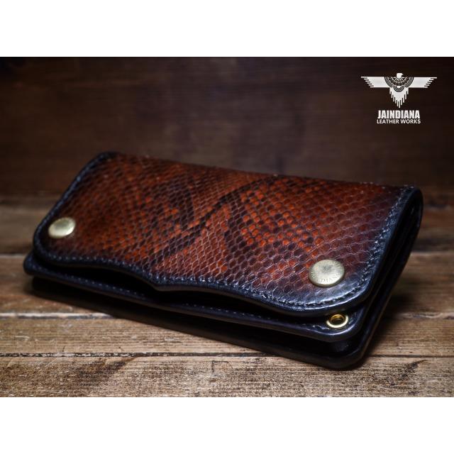 トラッカーウォレット セミロングタイプ パイソン・サドルレザー