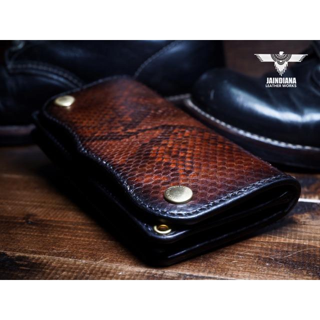 トラッカーウォレット セミロングタイプ パイソン・サドルレザー