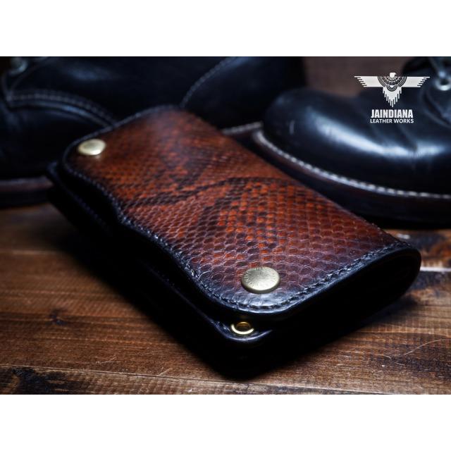 トラッカーウォレット セミロングタイプ パイソン・サドルレザー
