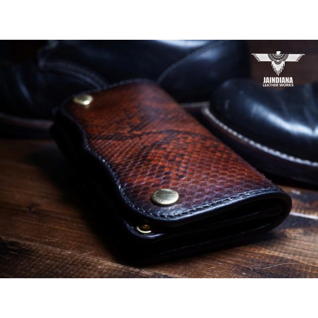 トラッカーウォレット セミロングタイプ パイソン・サドルレザー