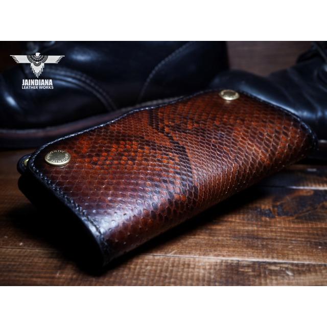トラッカーウォレット セミロングタイプ パイソン・サドルレザー