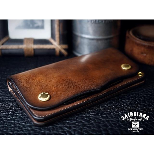 サドルレザー・トラッカーウォレット ビンテージ染めブラウン