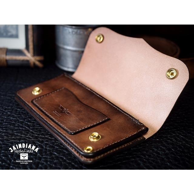 サドルレザー・トラッカーウォレット ビンテージ染めブラウン