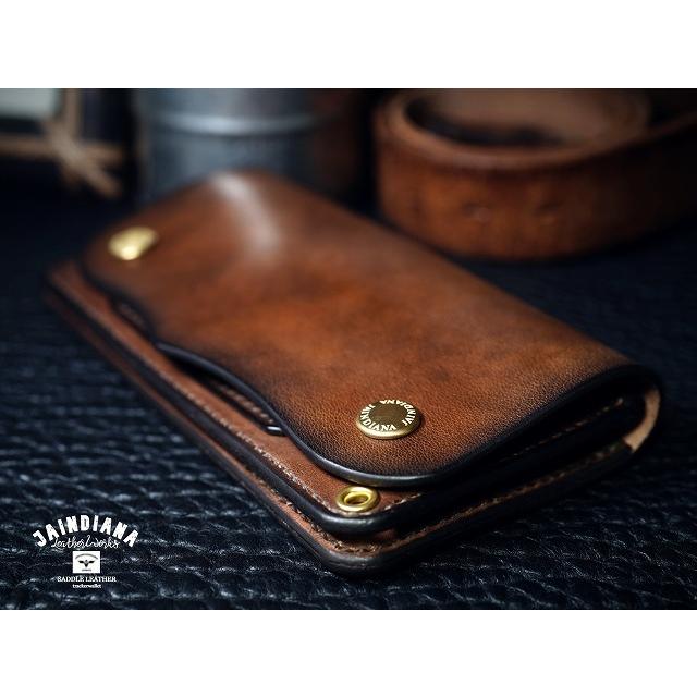 サドルレザー・トラッカーウォレット ビンテージ染めブラウン