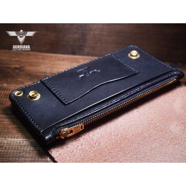 トラッカーウォレット セミロングタイプ サドルレザー ビンテージ染め