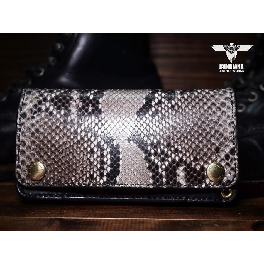 トラッカーウォレット セミロングタイプ パイソン・サドルレザー 蛇革